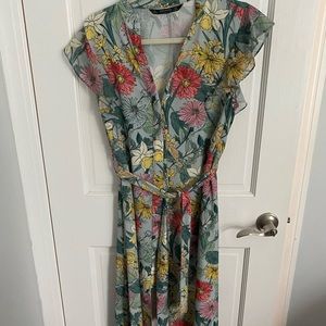 Zara Basic Floral Midi Dress
